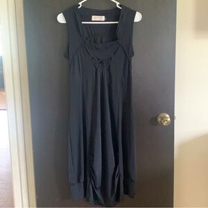 Pile Ou Face Paris Bubble Black Midi Dress Boho Pockets Contrast Seam T1 Small